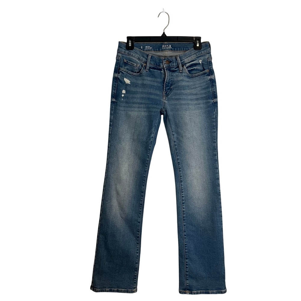a.n.a. Women Low Rise Vintage Bootcut Jeans Medium Wash Distressed Size 6
